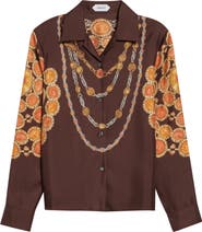 Versace The Lover Trompe l'Oeil Print Silk Twill Bowling Shirt