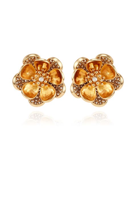 Gold-Tone Crystal Oversized Stud Earrings