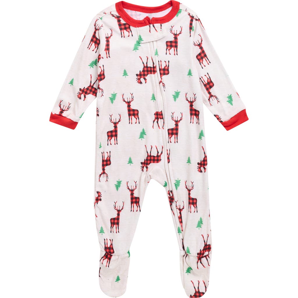 Baby Starters Matching Family Moose Fitted Footie Pajamas In White