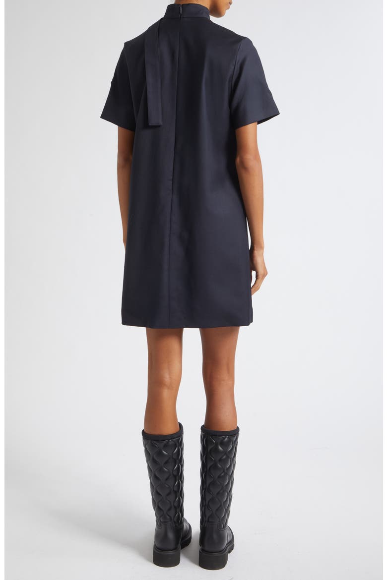 Wool Gabardine Scarf Neck Minidress, Alternate, color, BLUE