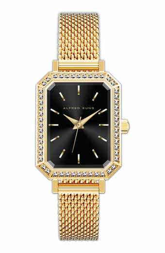 Crystal Embellished Stainless Steel Bracelet Watch