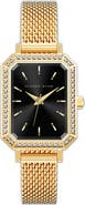 Alfred Sung Crystal Embellished Stainless Steel Bracelet Watch