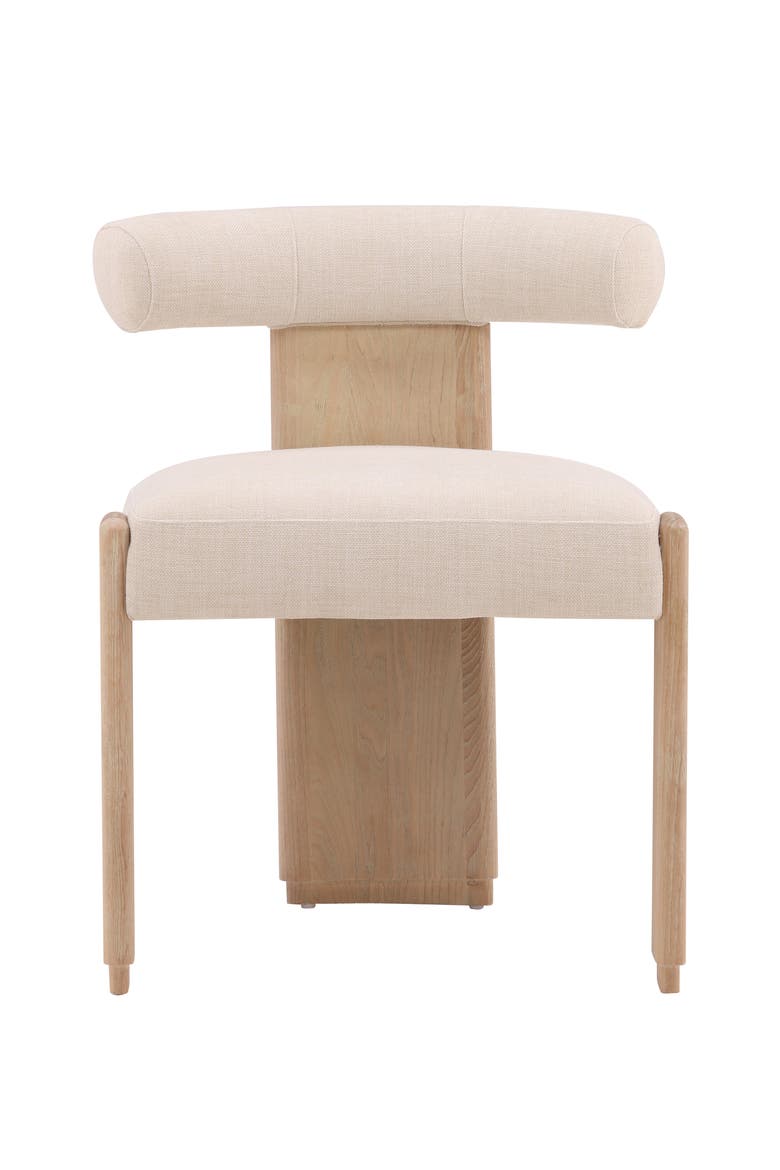 Giselle Upholstered Dining Chair with Wood Frame, Alternate, color, Cream