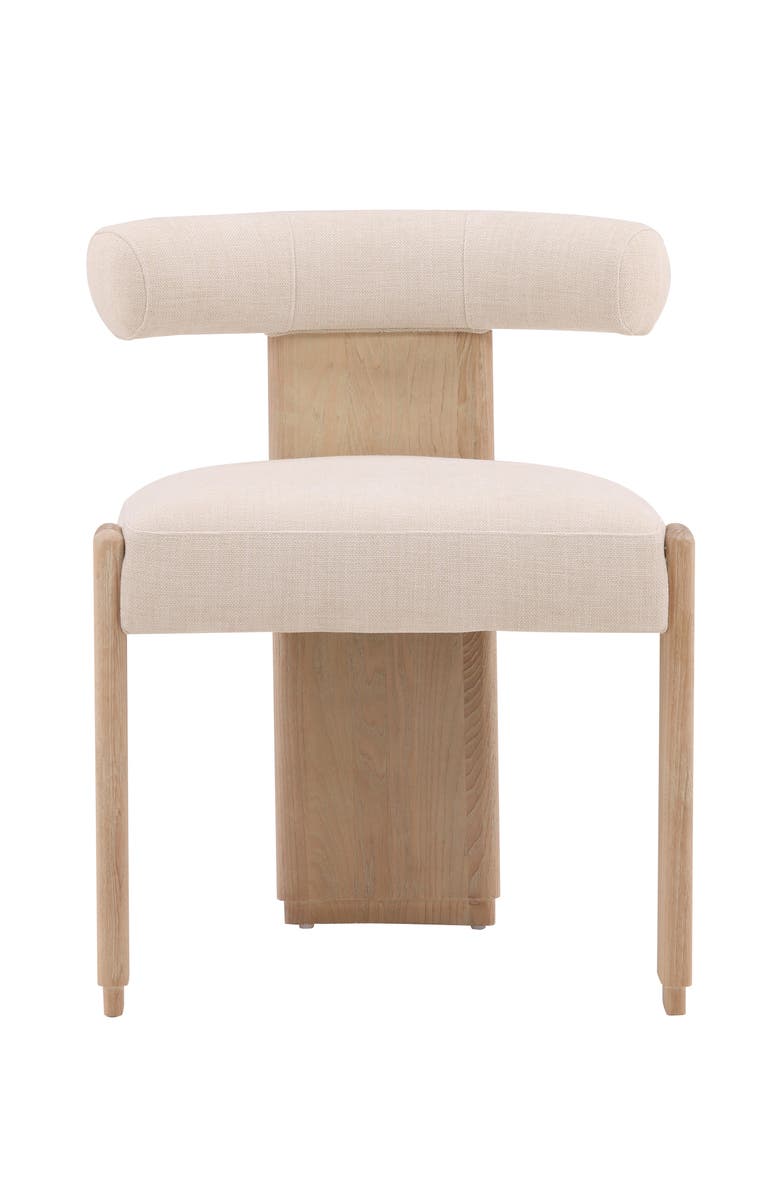 Dovetail Furniture Giselle Upholstered Dining Chair with Wood Frame, Alternate, color, Cream