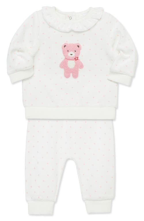 Shop Little Me Sweet Bear Velour Top & Leggings Set In Ivory