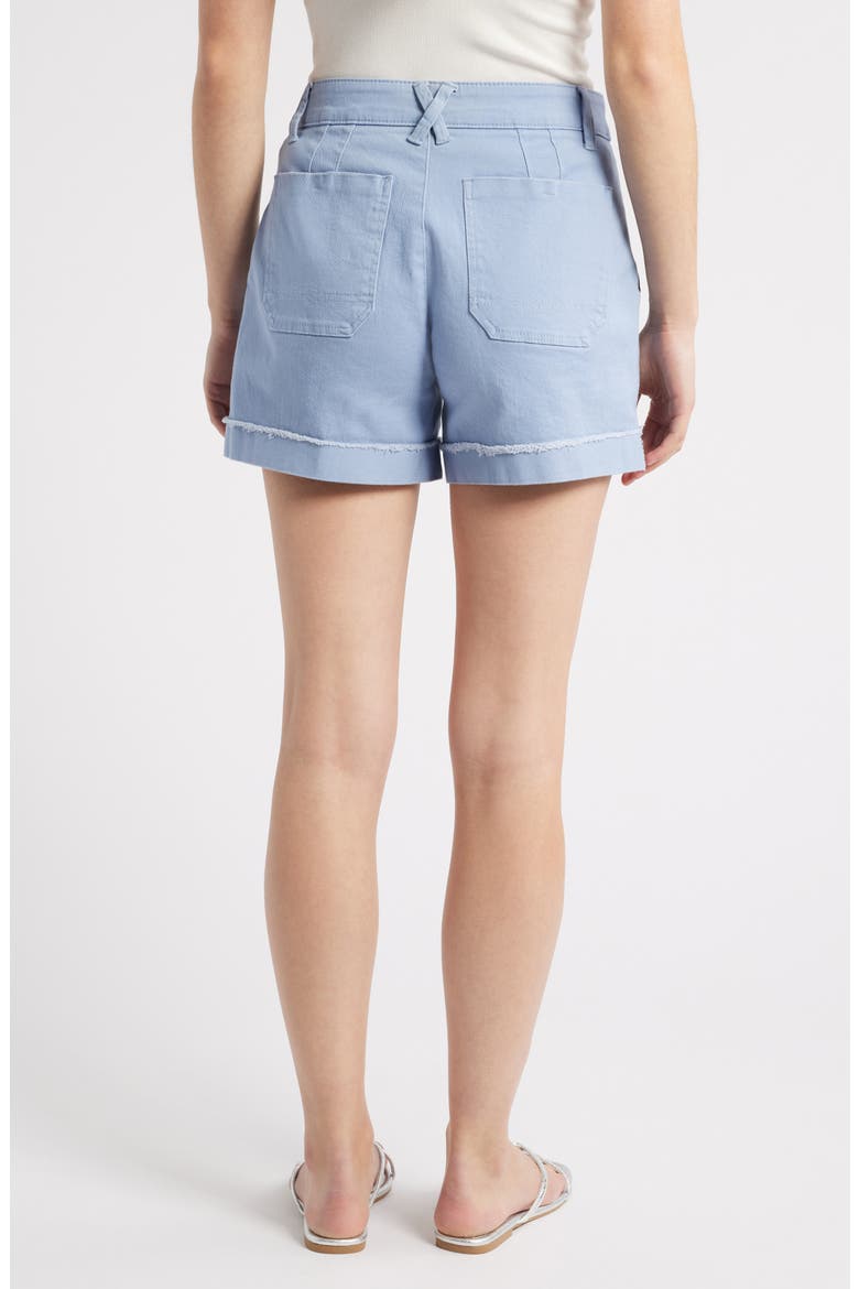 Frayed Patch Pocket High Waist Twill Shorts (Nordstrom Exclusive), Alternate, color, HORIZON BLUE