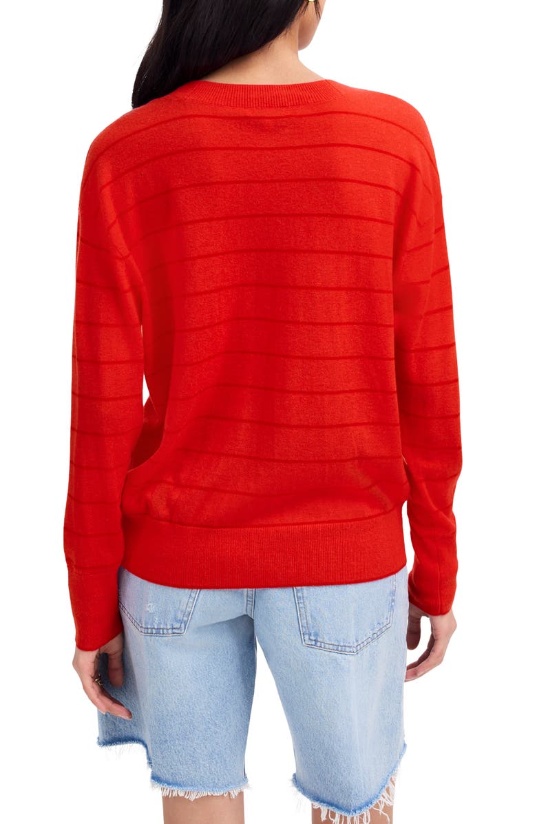 Madewell Sandri Stripe Cashmere Blend Sweater, Alternate, color, Festival Red Mini Stripe