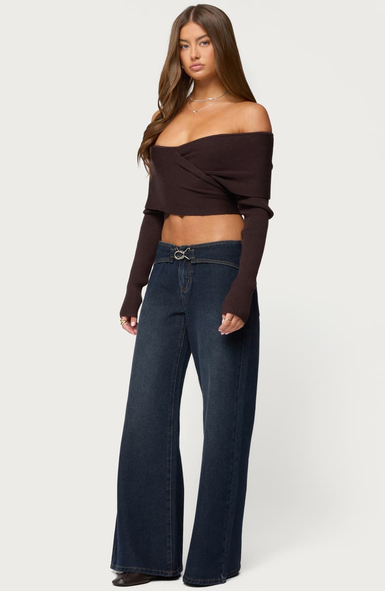 EDIKTED Briah Belted Low Rise Wide Leg Jeans, Alternate, color, 