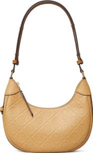 Tory Burch T-Monogram Embossed Crescent Shoulder Bag