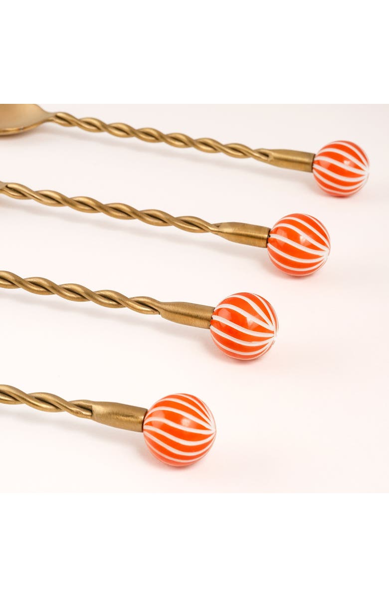 Zsa Zsa Zsu Rampur Set Of 4 Steel Dessert Spoon Set Cheerland, Alternate, color, Gold