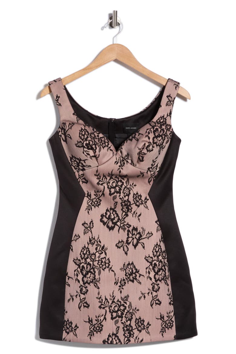 Sculpted Lace Shadow Dress, Main, color, BLACK MULTI