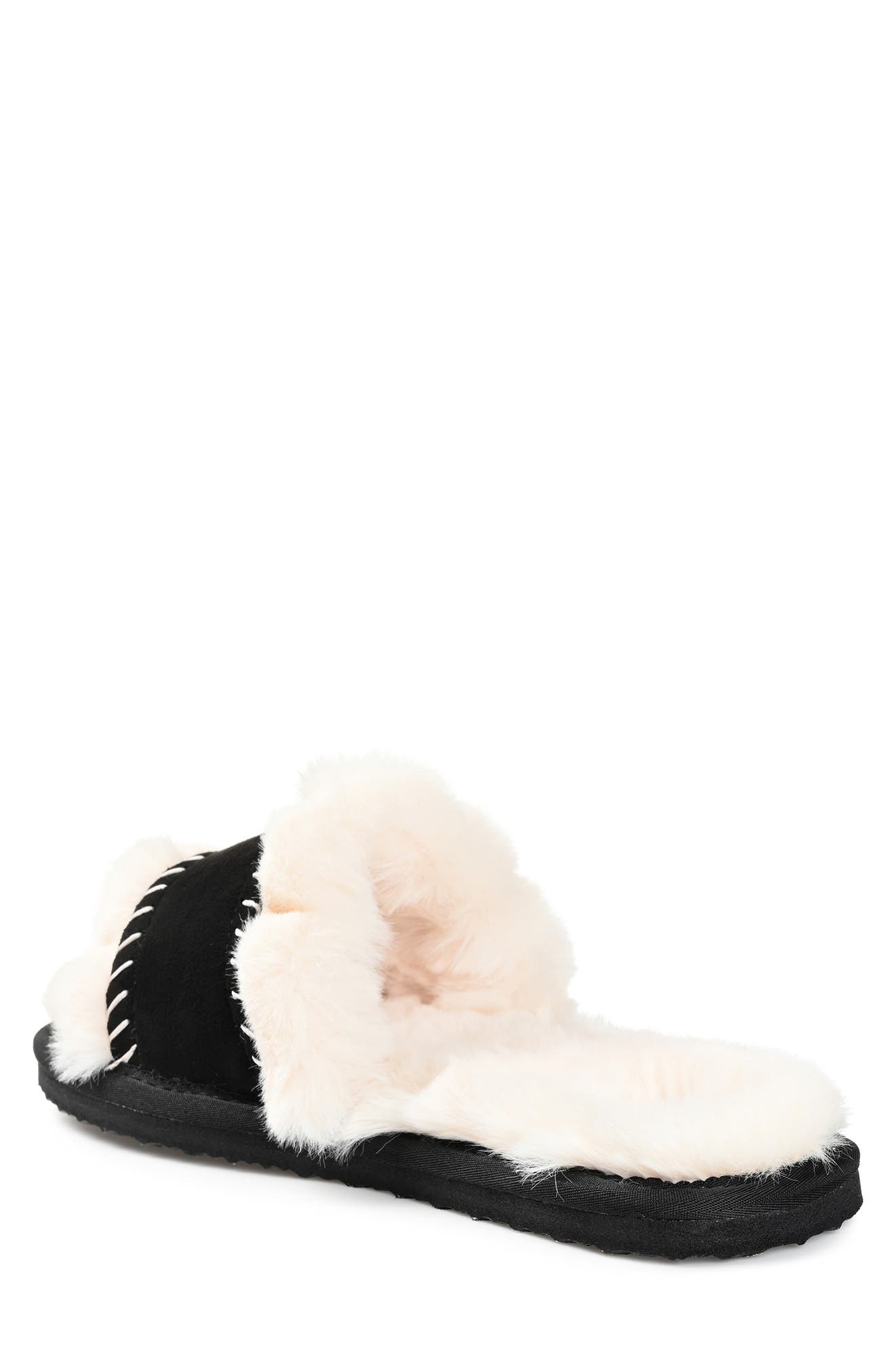 Journee Collection Mardie Faux Fur Slipper, Alternate, color, Black