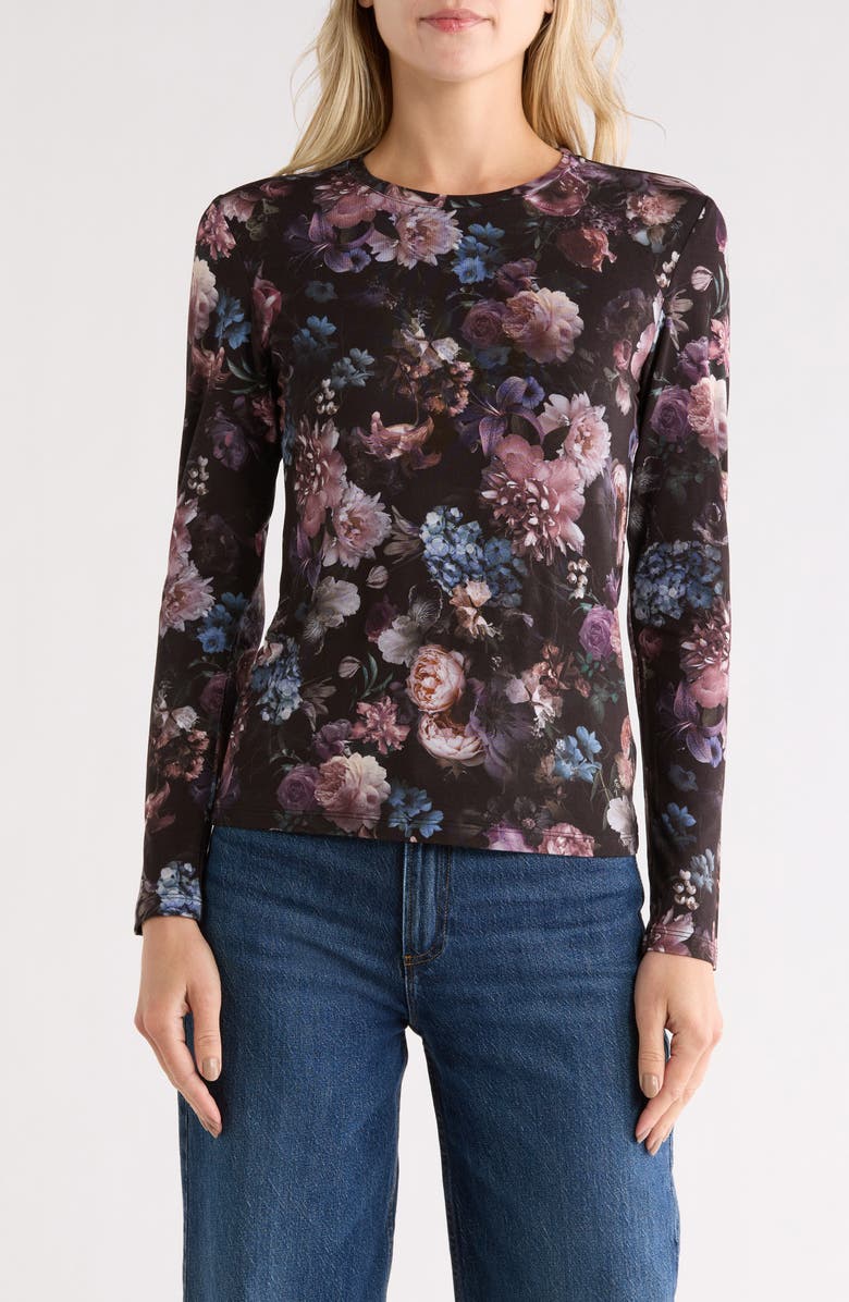 L'AGENCE Tess Print Long Sleeve Jersey Top, Main, color, 