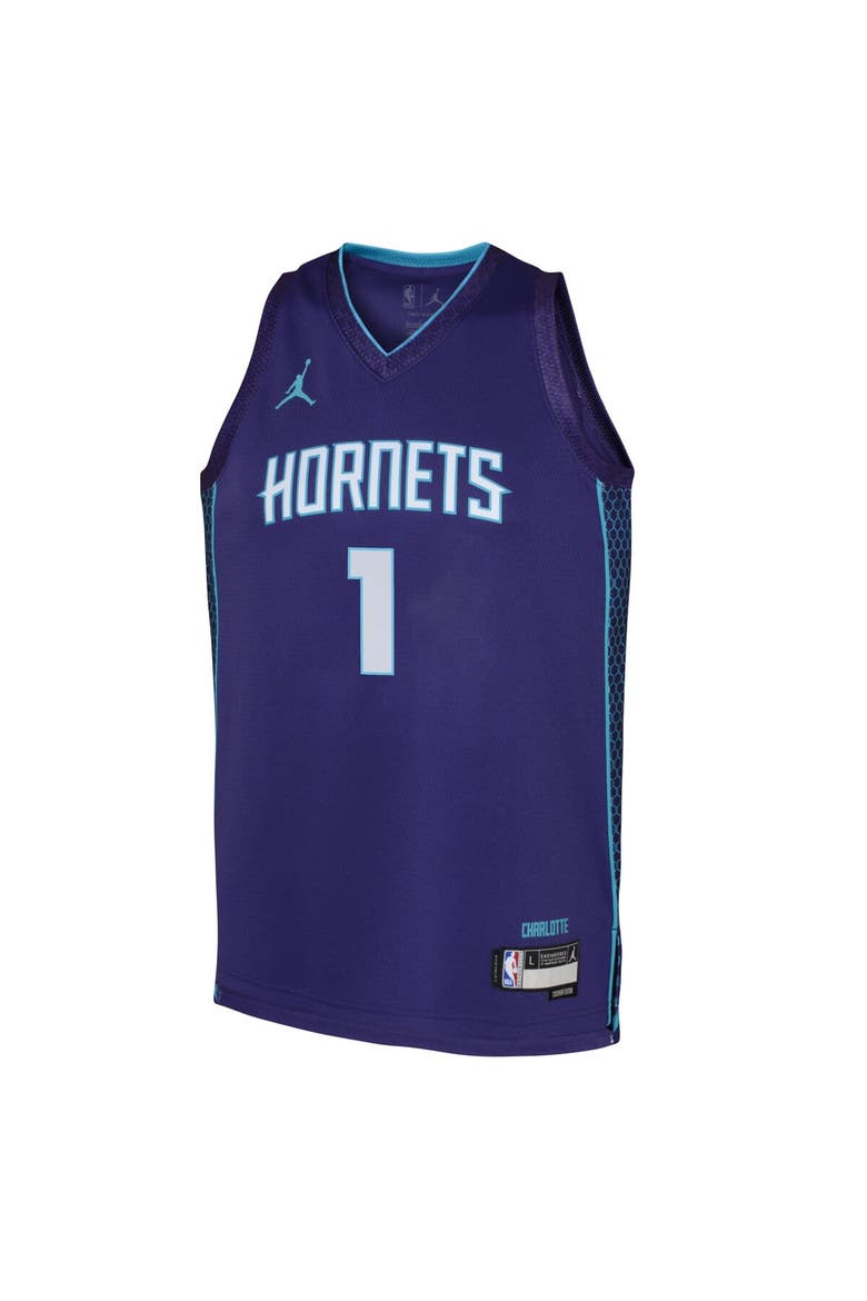 Youth Jordan Brand LaMelo Ball Purple Charlotte Hornets Swingman Jersey - Statement Edition, Alternate, color, Purple