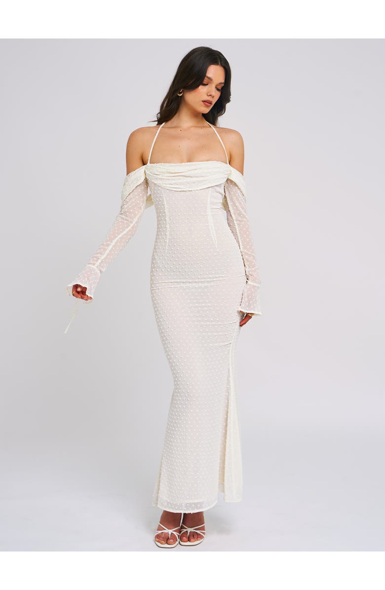 Miss Circle Kaia Long Sleeve Off Shoulder Maxi Dress, Alternate, color, White