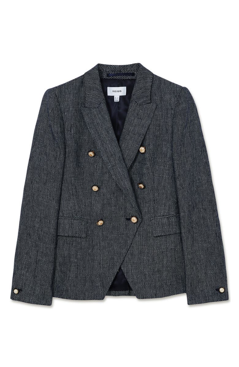 Reiss Baker Double Breasted Linen Blend Blazer, Alternate, color, Navy