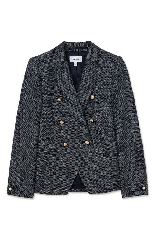 Shop Reiss Baker Double Breasted Linen Blend Blazer