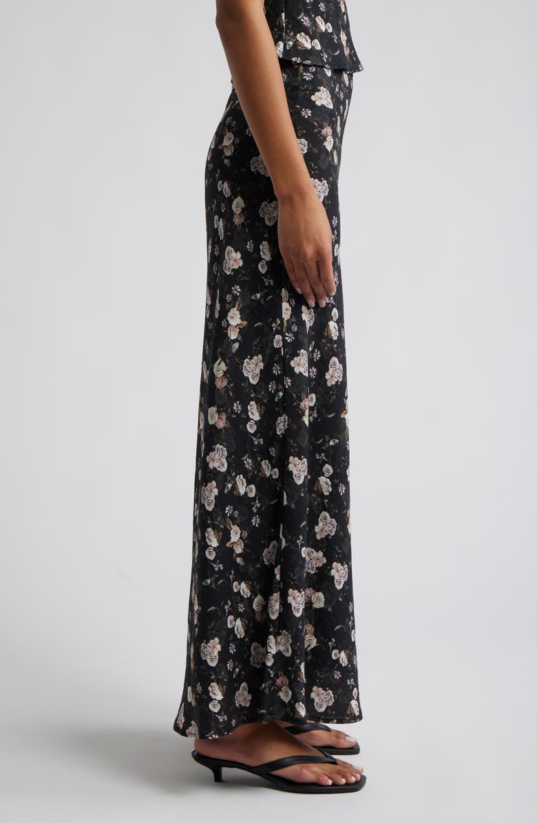 Petal & Pup Giarda Floral Print Crinkle Maxi Skirt, Alternate, color, Black Floral