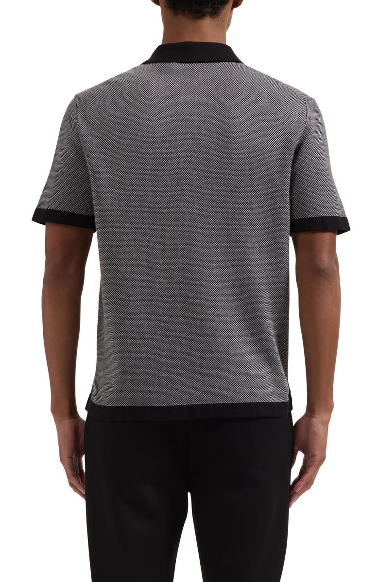 Bugatchi Geometric Jacquard Polo Sweater, Alternate, color, Black