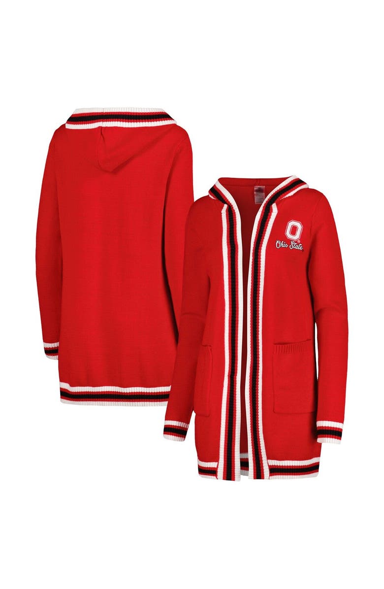 GAMEDAY COUTURE Women's Gameday Couture Scarlet Ohio State Buckeyes One More Round Tri-Blend Striped Cardigan Sweater, Main, color, 