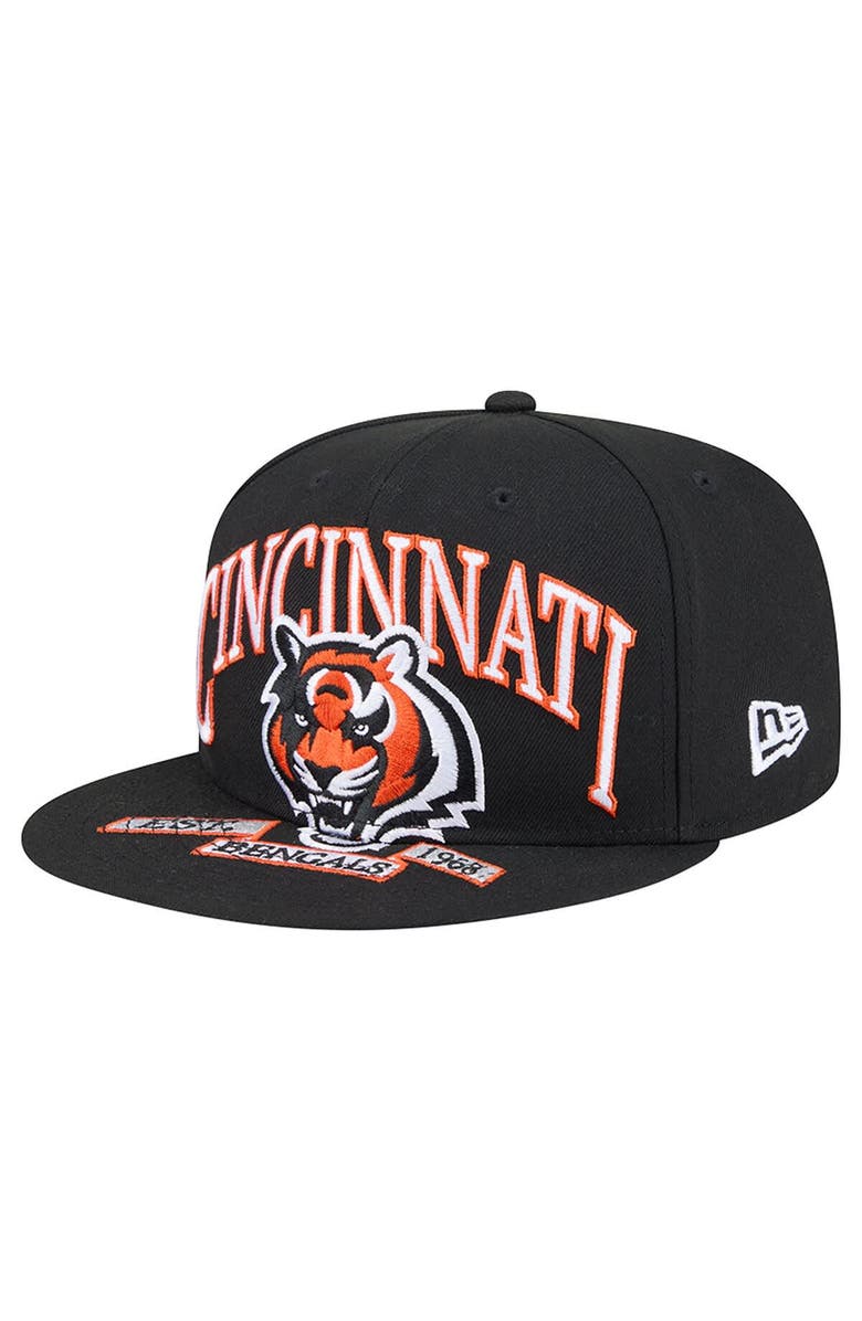 New Era Men's New Era Black Cincinnati Bengals Head Oversized 59FIFTY Fitted Hat, Alternate, color, Black