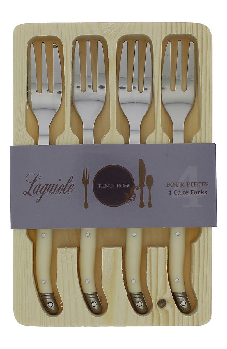 FRENCH HOME Laguiole Cake Fork - Set of 4, Alternate, color, Ivory