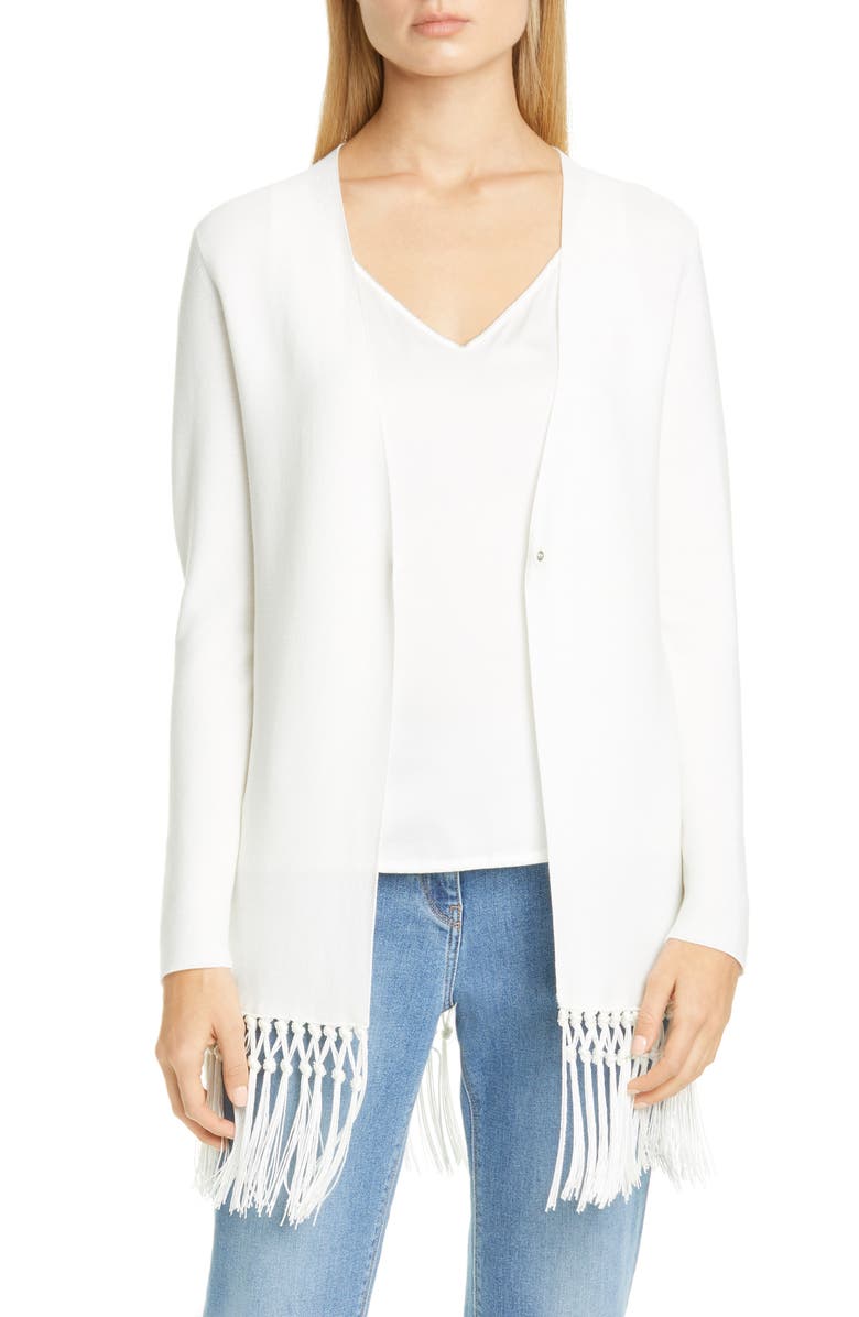 Fabiana Filippi Fringe Hem Straight Leg Jeans, Main, color, 