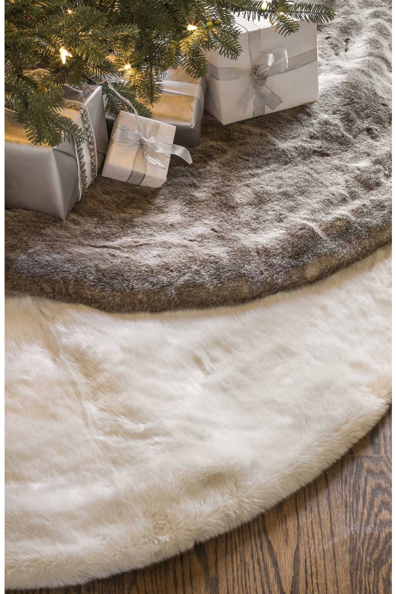 Lodge Faux Fur Tree Skirt, Alternate, color, CREAM