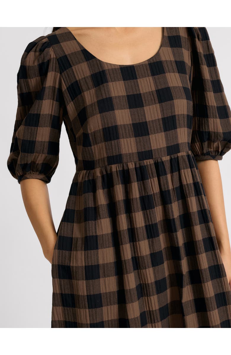 Albaray Large Gingham Iconic Midi Dress, Alternate, color, Chocolate