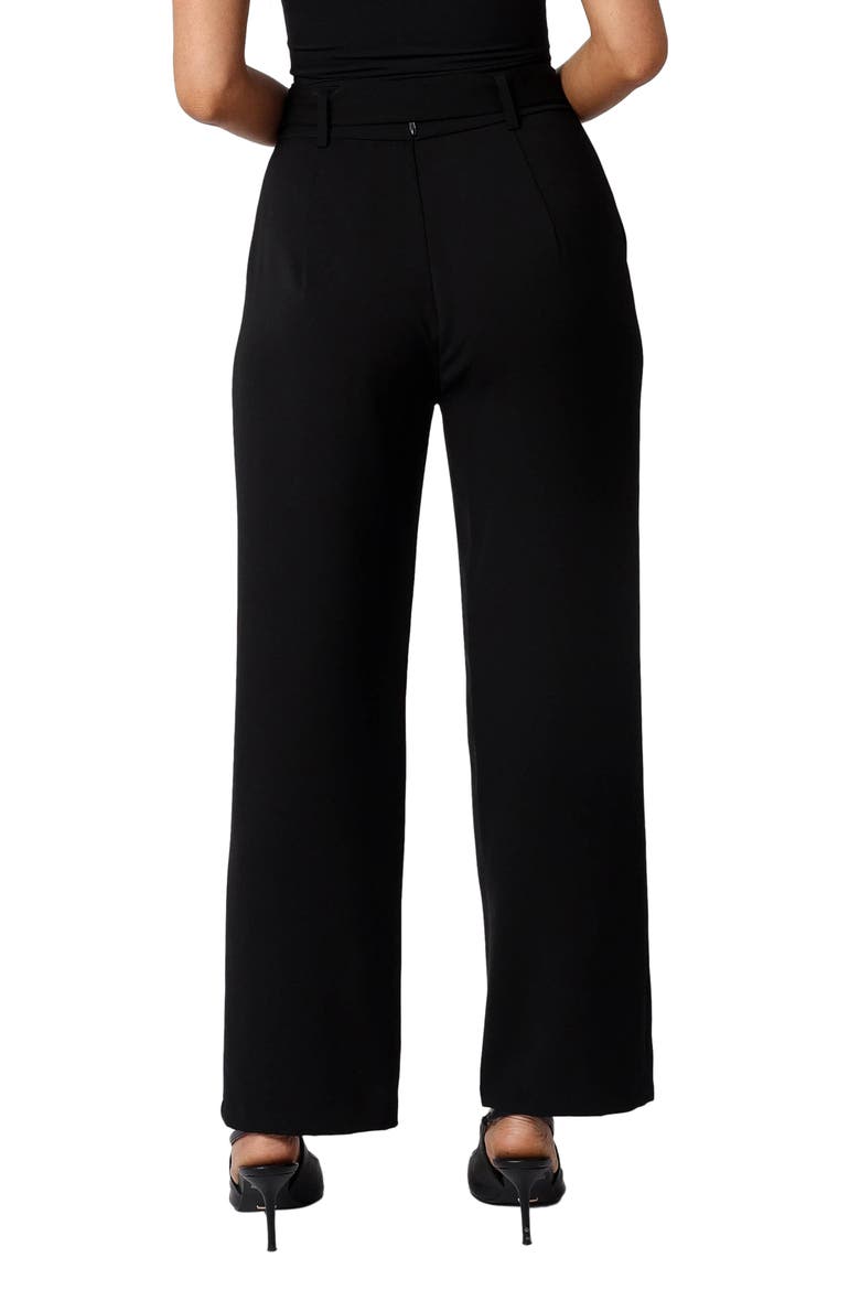 Averie Tie Waist Straight Leg Pants, Alternate, color, BLACK