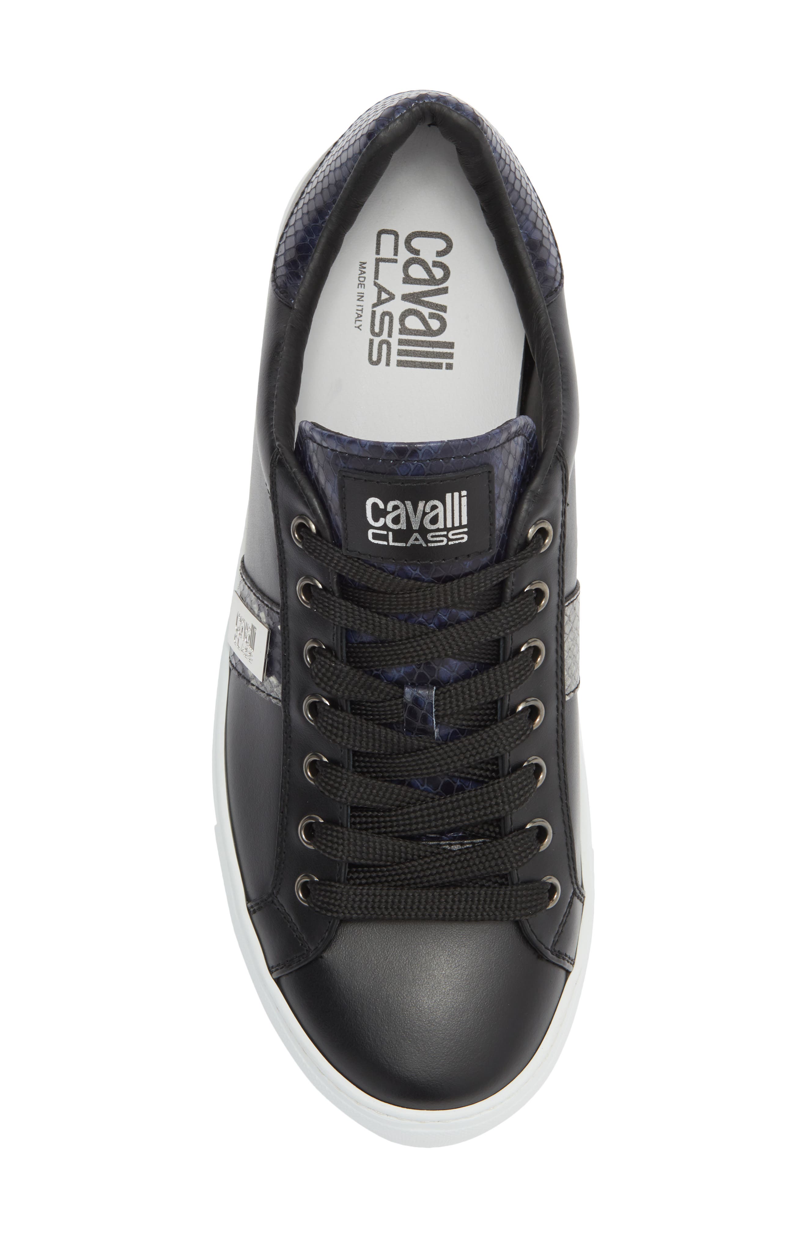 Roberto Cavalli Logo Plate Sneaker, Alternate, color, Black