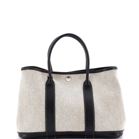 Garden Party Tote Toile and Leather 30
