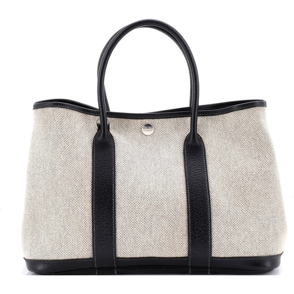 Pre-owned Hermes Hermes Garden Party Tote Toile And Leather 30 In Black