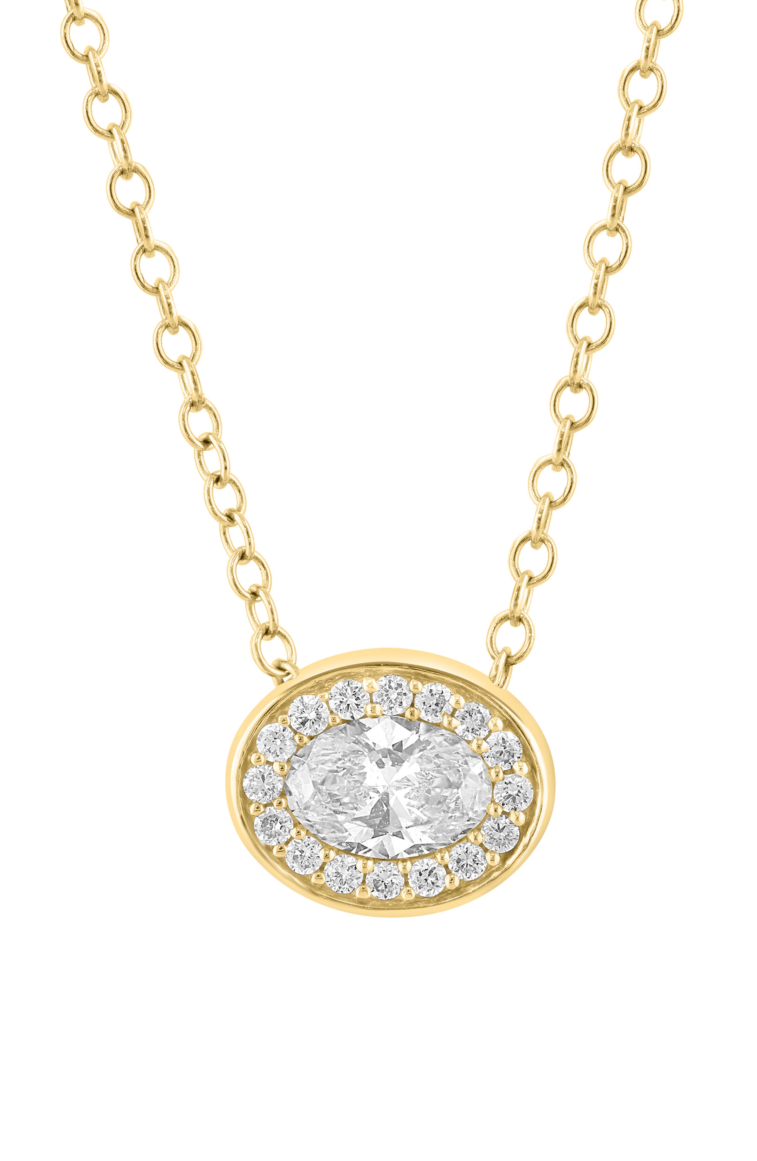 EFFY 14K Gold Plated Sterling Silver Lab Grown Diamond Oval Pendant Necklace