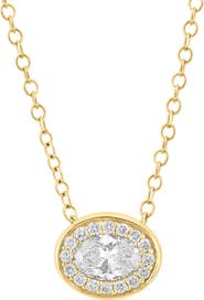 EFFY 14K Gold Plated Sterling Silver Lab Grown Diamond Oval Pendant Necklace