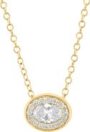 EFFY 14K Gold Plated Sterling Silver Lab Grown Diamond Oval Pendant Necklace