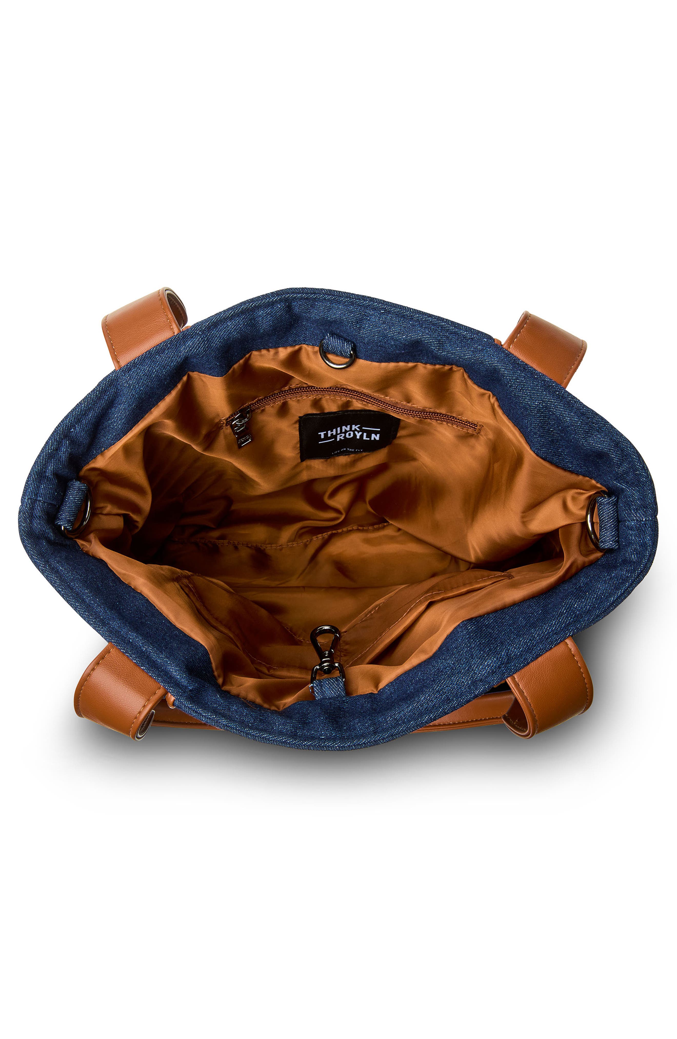 THINK ROYLN High Note Tote, Alternate, color, Dark Denim & Mocha Luxe Trim