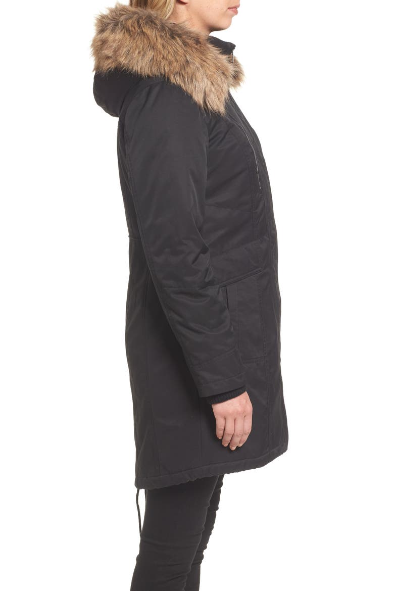 Insulated Parka with Faux Fur Trim, Alternate, color, BLACK