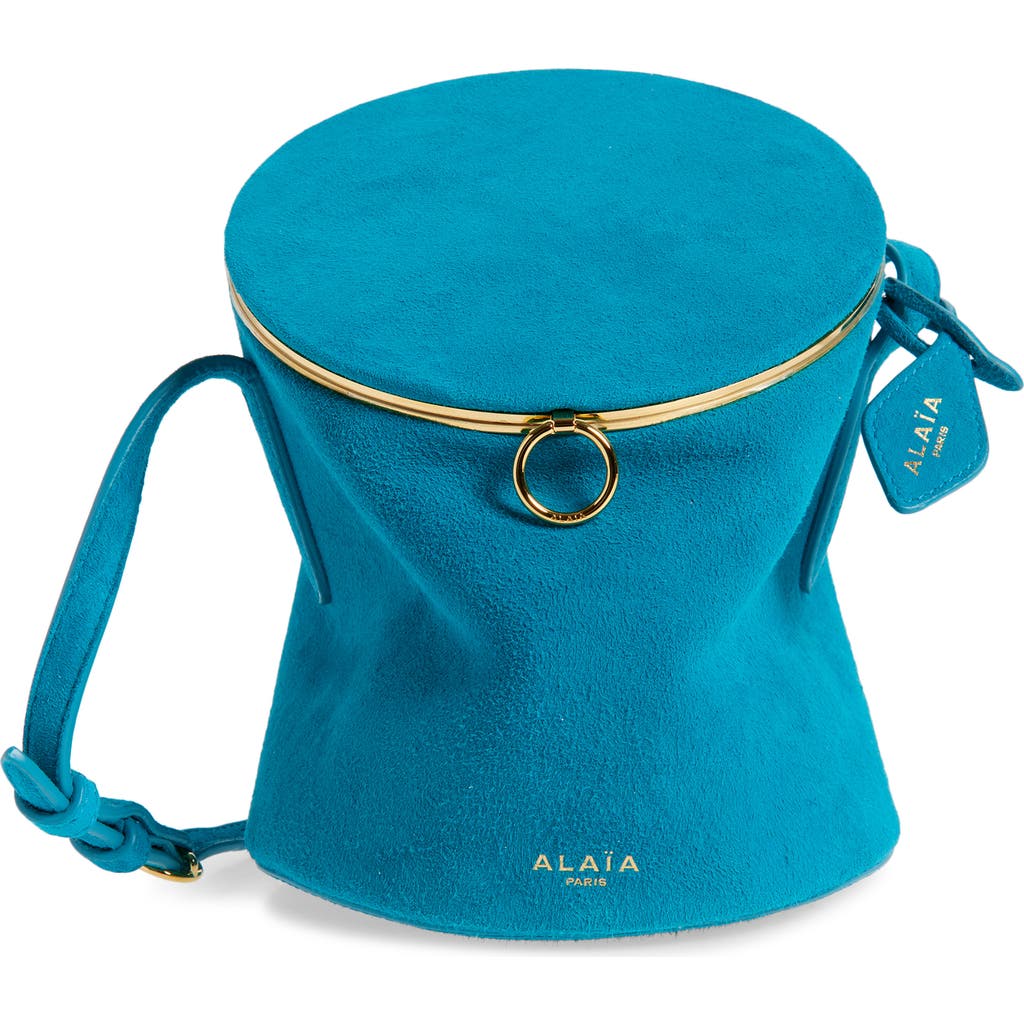 Alaïa Small La Canette Suede Crossbody Bag In Blue
