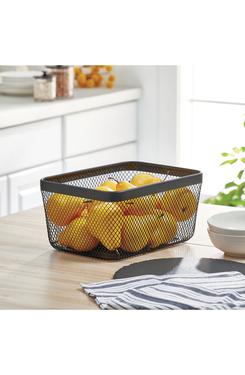 mDesign Metal Mesh Pantry Basket for Kitchen Organization and Storage - Set of 4 - Black, Alternate, color, Black