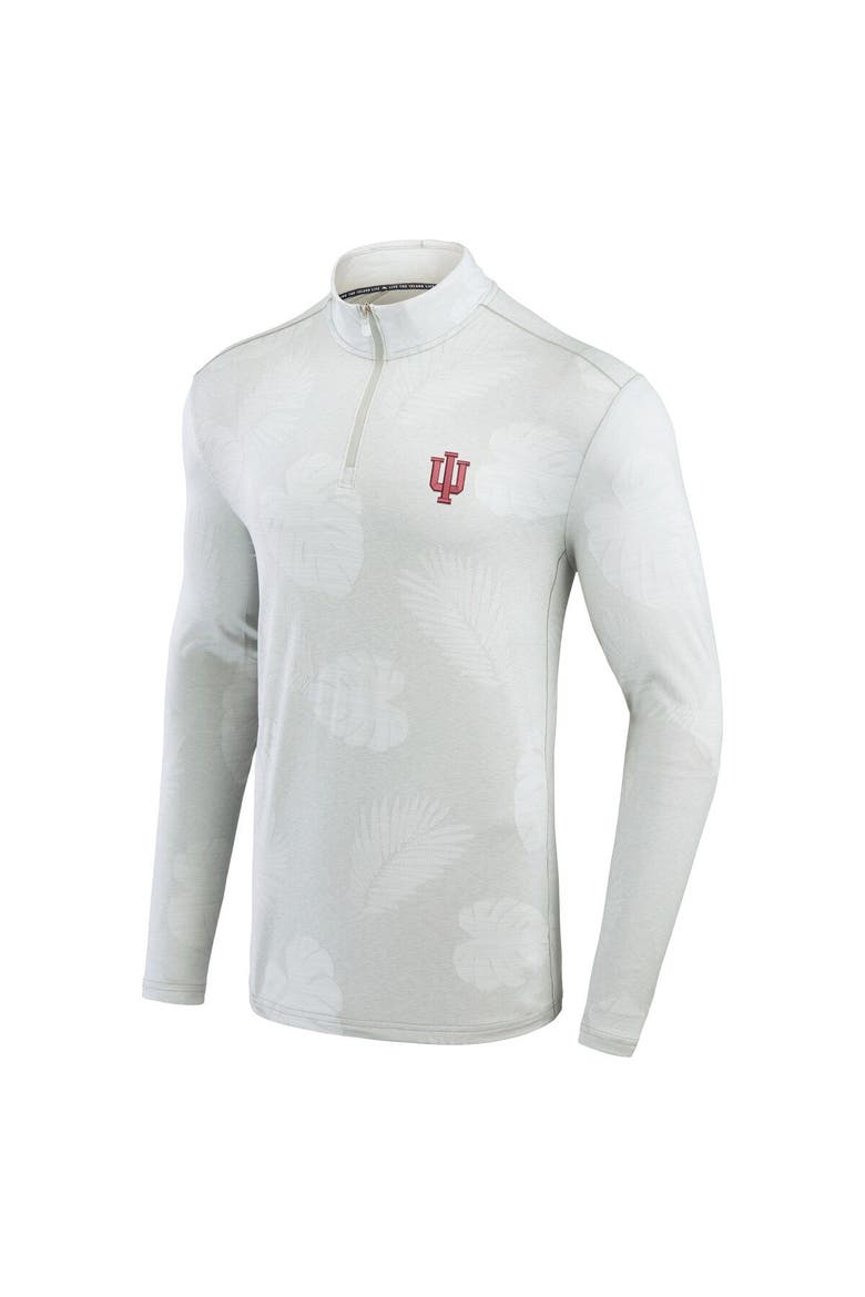 Men's Tommy Bahama Gray Indiana Hoosiers Delray Frond IslandZone Half-Zip Jacket, Alternate, color, Gray
