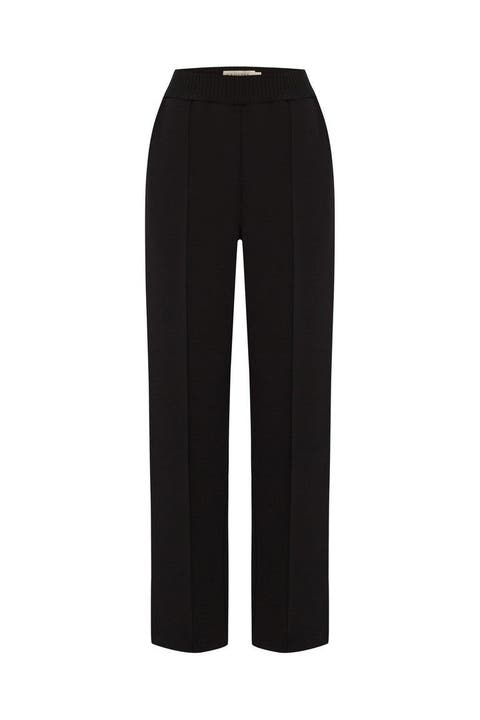 Elastic Waist Straight Cut Pants