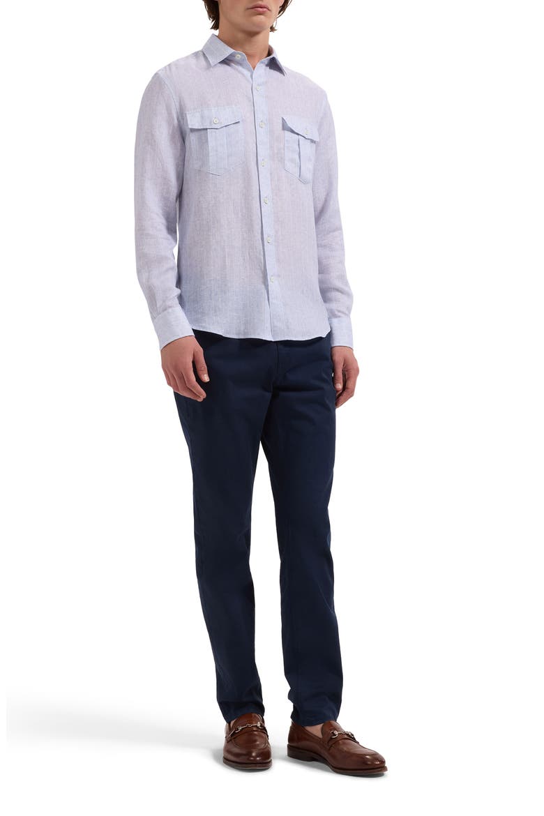 Jasper Linen Blend Button-Up Shirt, Alternate, color, AIR BLUE