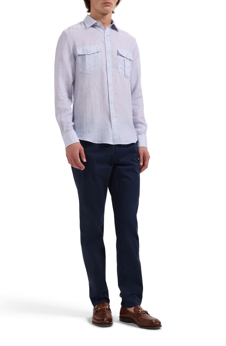 Bugatchi Jasper Linen Blend Button-Up Shirt, Alternate, color, Air Blue