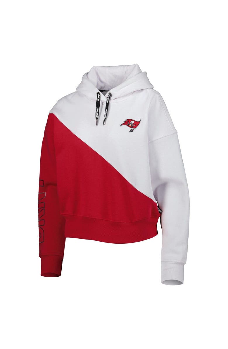 DKNY SPORT Women's DKNY Sport White/Red Tampa Bay Buccaneers Bobbi Color Blocked Pullover Hoodie, Alternate, color, White