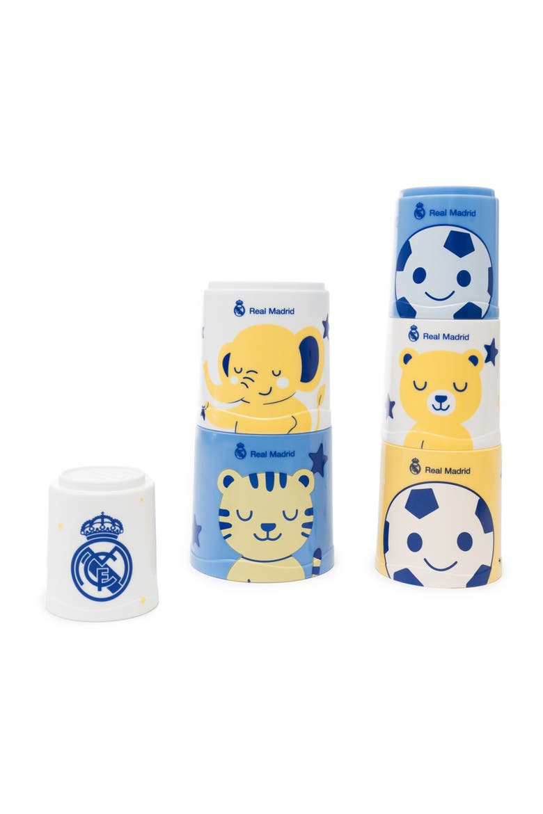 Real Madrid Soccer Themed Sorting & Stacking Cups Baby Toy, Main, color, Blue Multi
