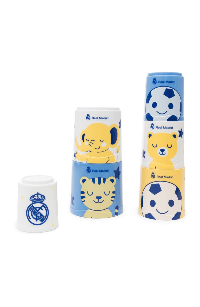 Miniland Real Madrid Soccer Themed Sorting & Stacking Cups Baby Toy, Main, color, Blue Multi