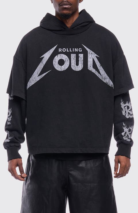 Metal Layered Cotton Blend Graphic Hoodie