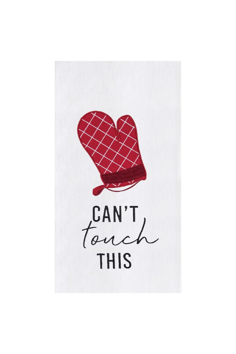 "Can't Touch This" Oven Mitt Embroidered 100% Cotton Flour Sack Dishtowel, Main, color, Red