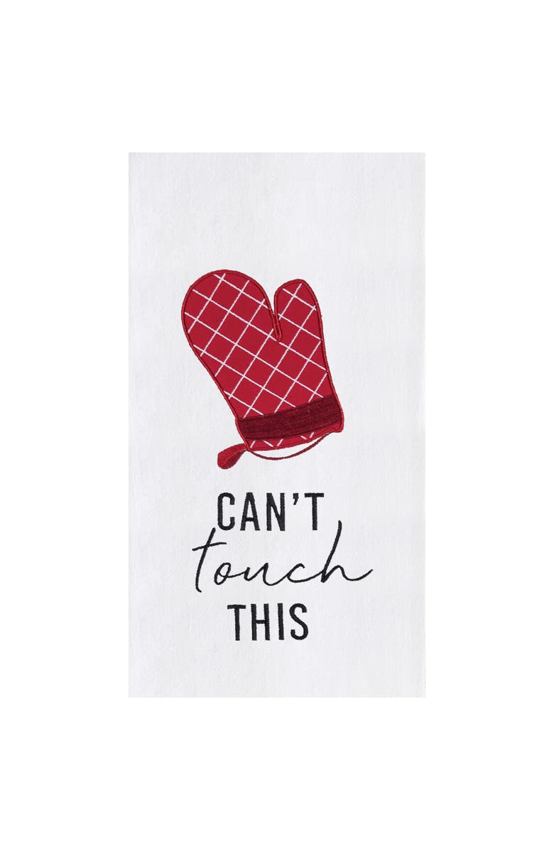 C&F Home Can't Touch This Baking Gloves Kitchen Embroidered Hand Towel, Main, color, Red